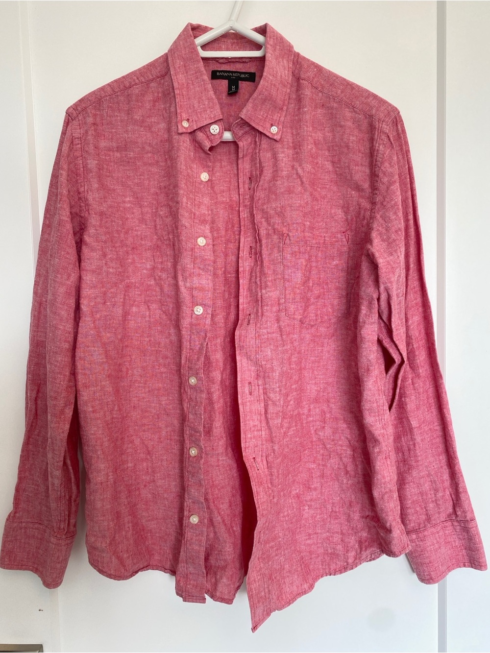 Banana Republic Pink Heather Button-Up Shirt.